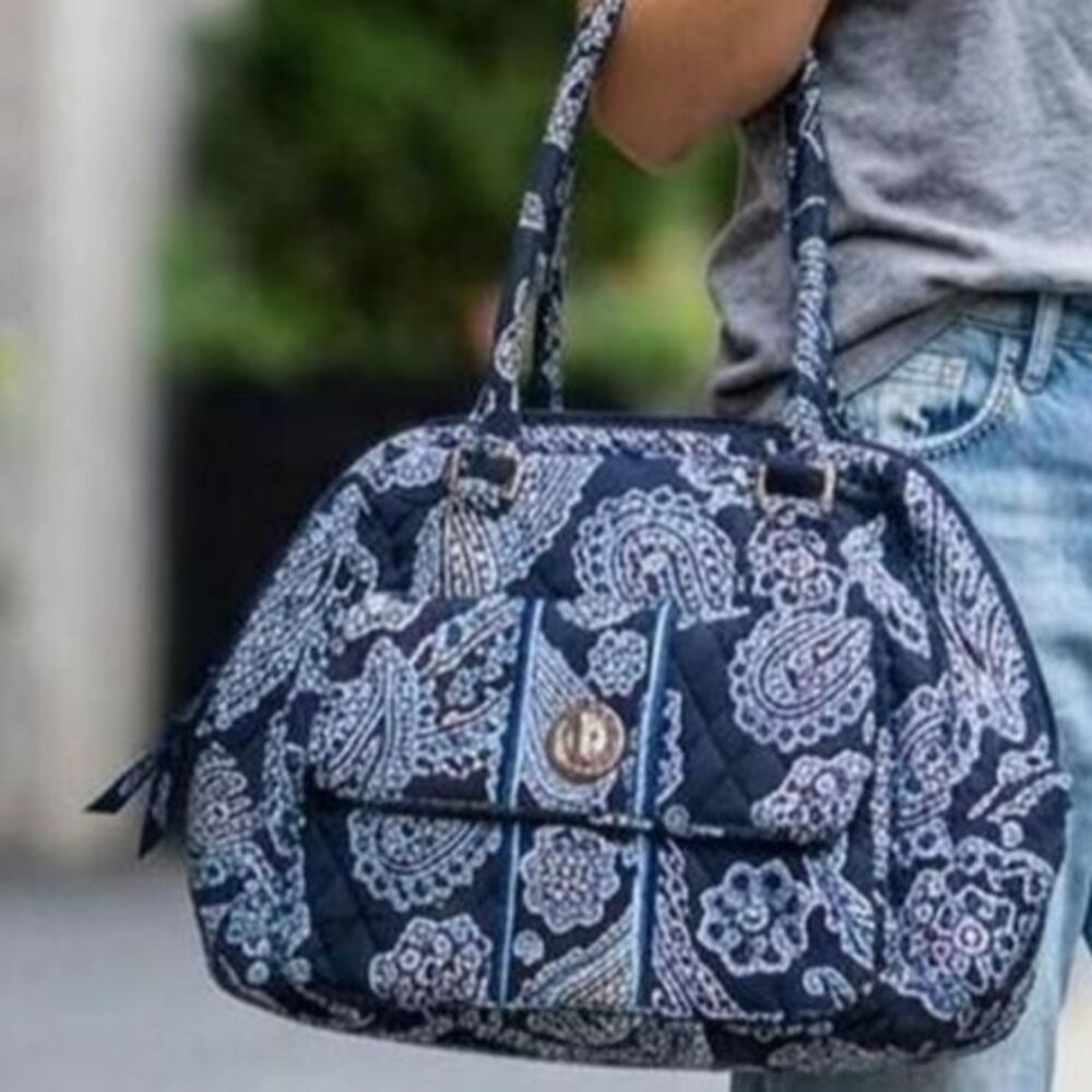 Vera Bradley Quilted Paisley Bowler Bag Tote • Y2K/Boho Retired Print cotton